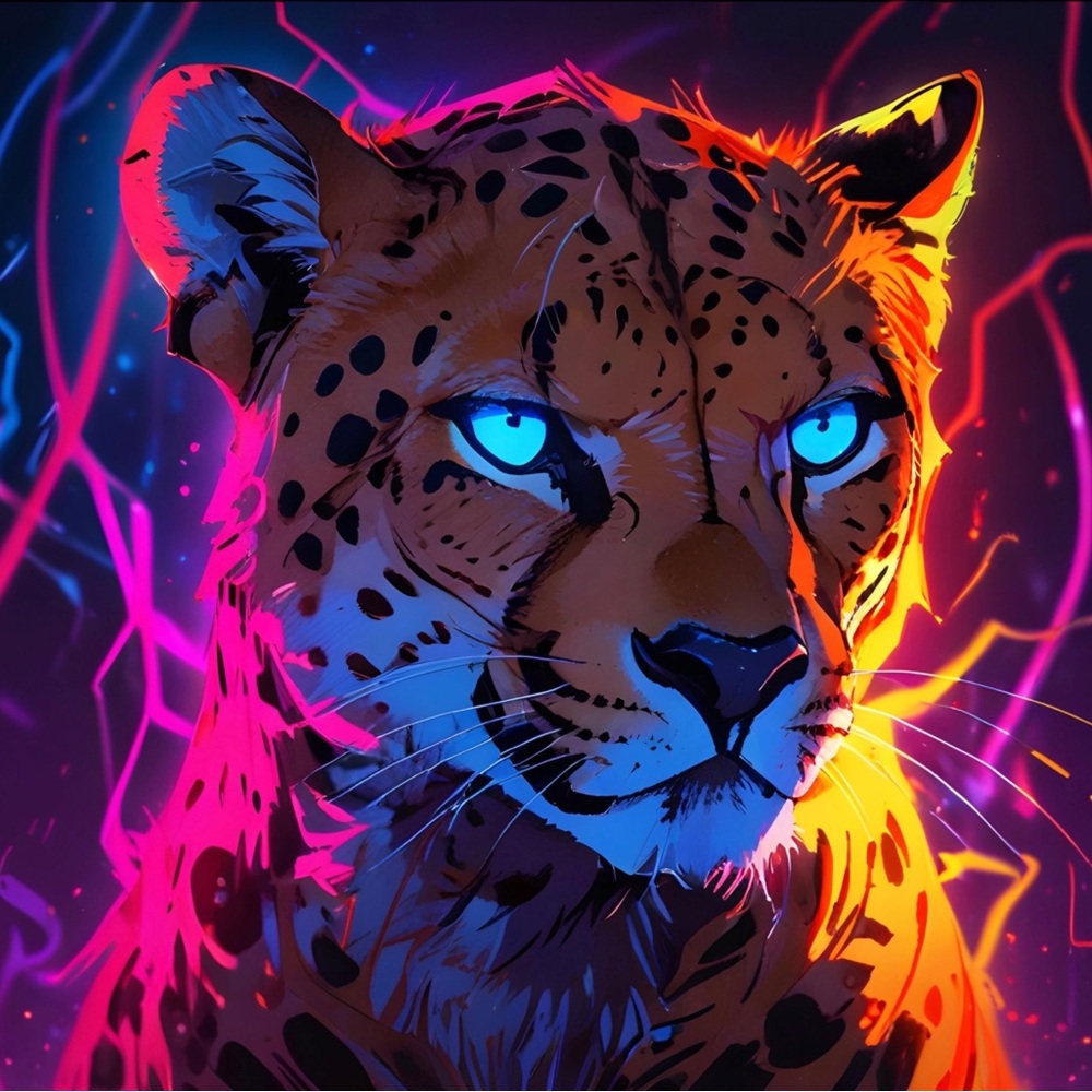 Neon Cheetah metal art print